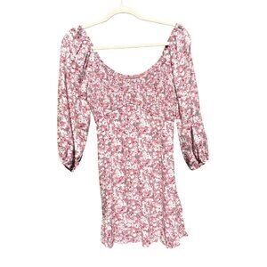 Hollister Womens Dress Size Small Floral Long Sleeve Pink Baby Doll‎ Feminine